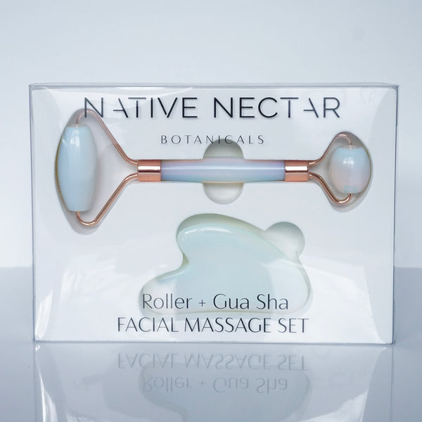 Opalite Roller + Gua Sha Facial Massage Set