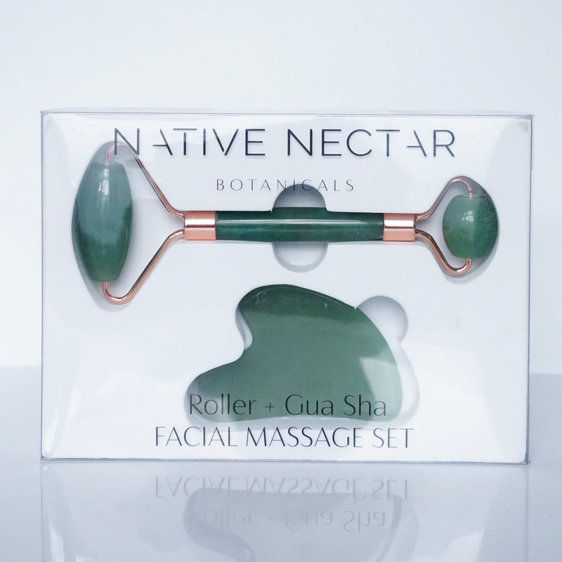 Jade Roller + Gua Sha Facial Massage Set