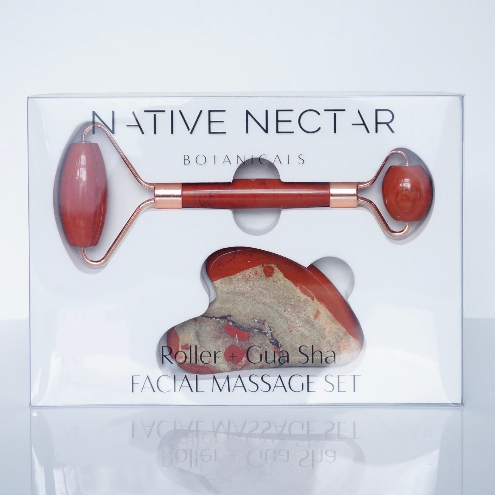 YA-MAN フェイスケアマッサージャー レッド Red Jasper Roller + Gua Sha Facial Set